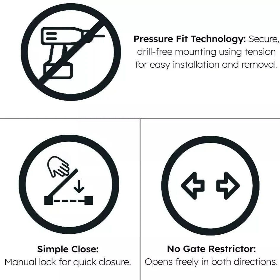 FYLO Baby Safety Stair Gate Pressure Fit 75-114cm Extra Wide-2