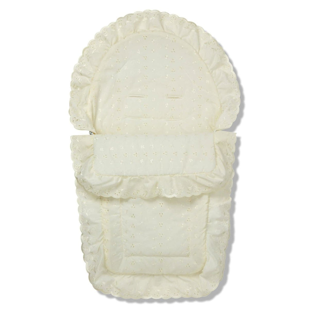 Universal Broderie Anglaise Car Seat Footmuff / Cosy Toes